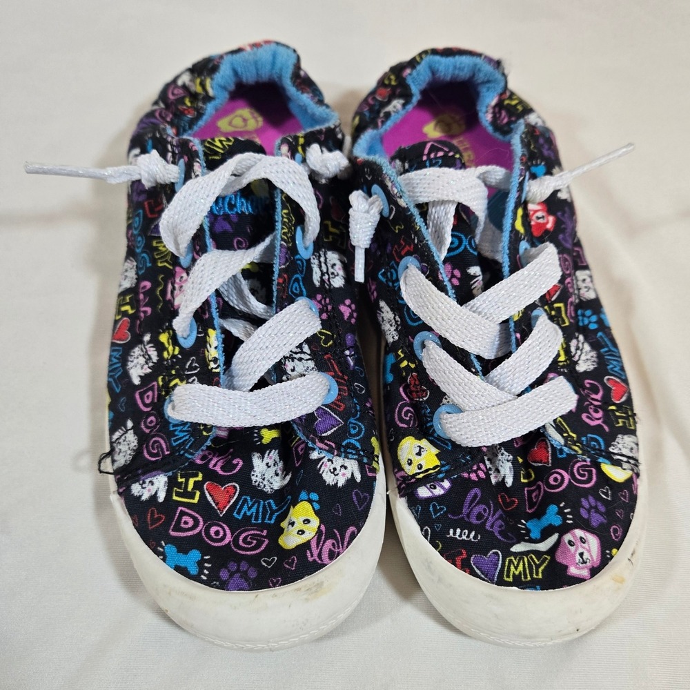 Skechers Girls Sneakers Size 1.5 Youth‎ Dog Print Colorful Cute Shoes
